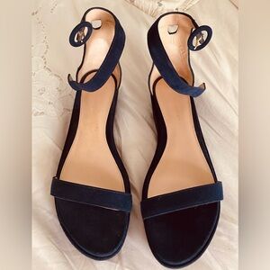 Women’s size 9 (Eu40 or UK7) Stuart Weissman navy blue wedge sandals.